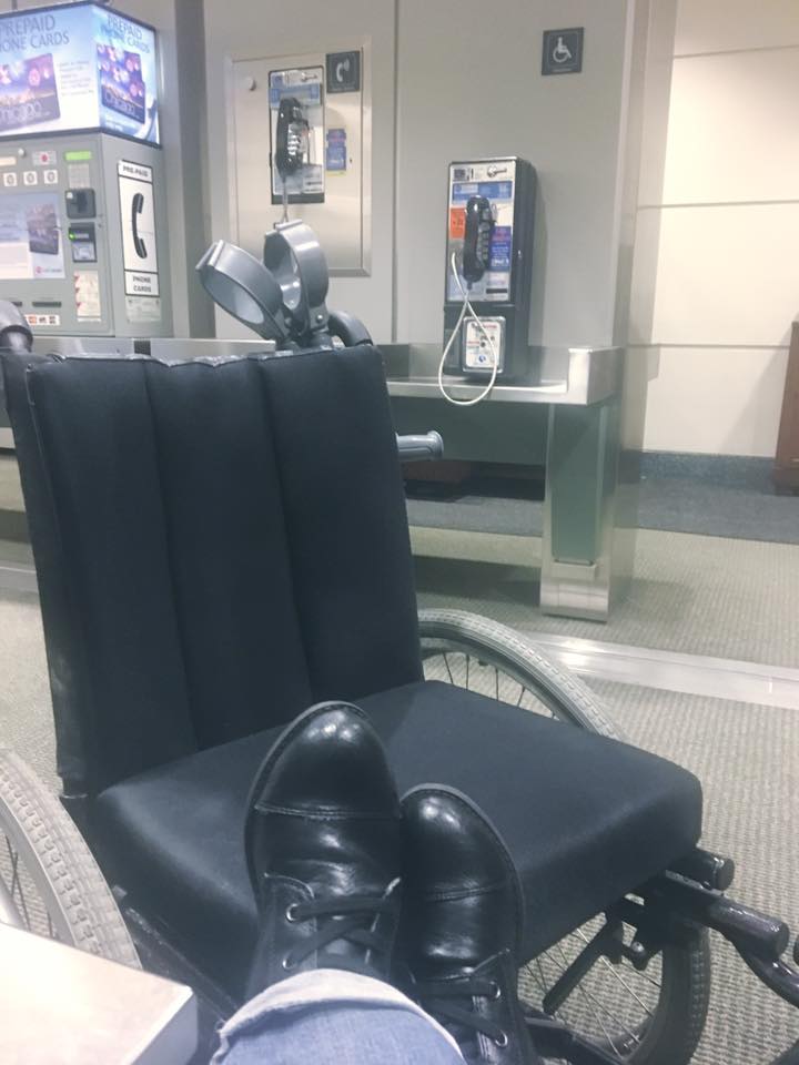 20882755_10155765489904924_8260865118341424052_n Someone resting feet up on an empty wheelchair