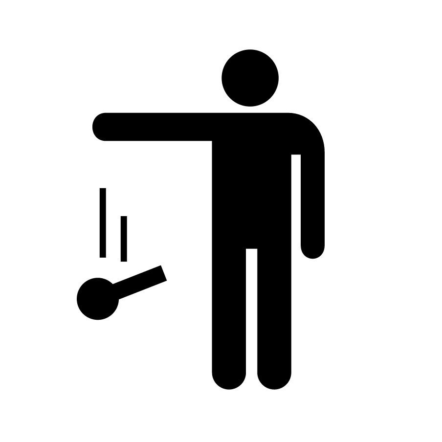Standing, human shape dropping a microphone