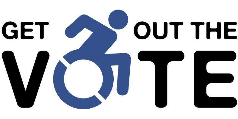 GetOuttheVoteDisabilityLogo "Get Out the Vote" with the dynamic wheelchair accessibility symbol
