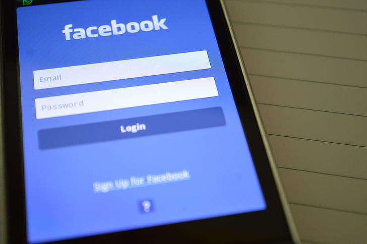 Phone with facebook log on screen
