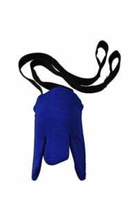 sock aid--a device shaped like a large, three-fingered hand with two long straps attached