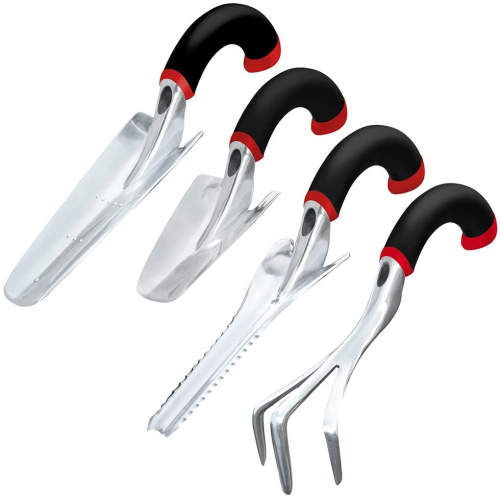 Silver-Black Radius Garden Ergonomic 4-Piece Gardening Hand Tool Set