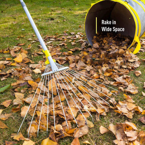 Silver 63 inch Adjustable Garden Rake