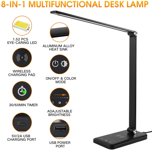 Black 8 in 1 - LED desk lamp