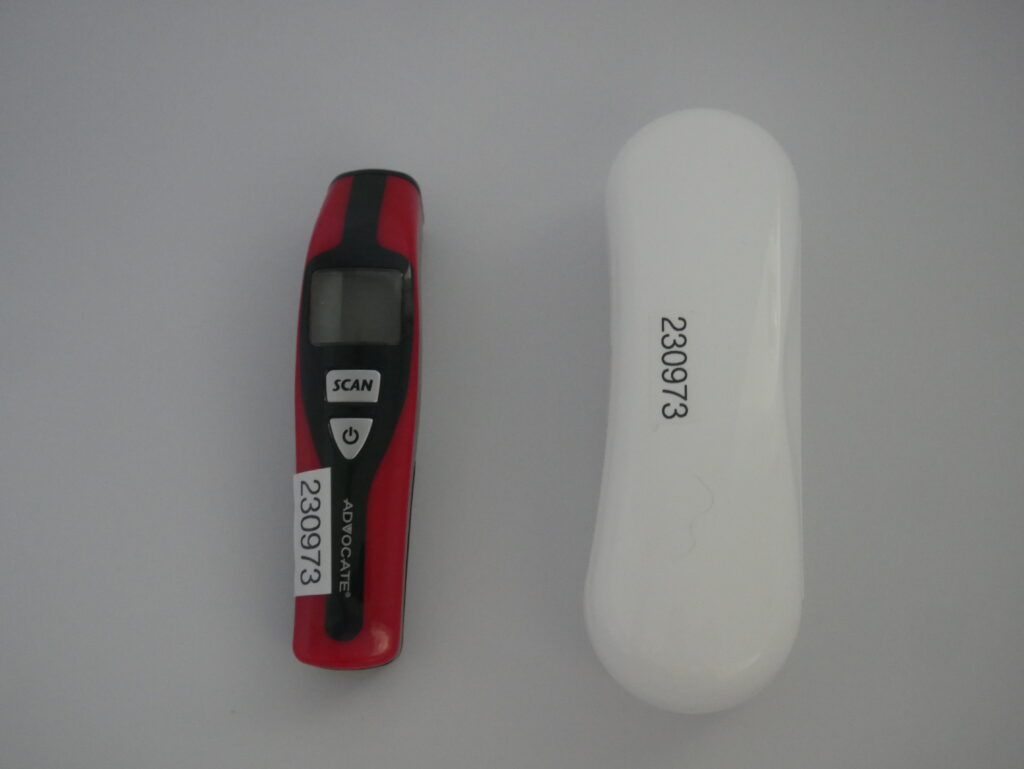 P1010488 Red, Black, White Non-Contact Speaking Infrared Thermometer