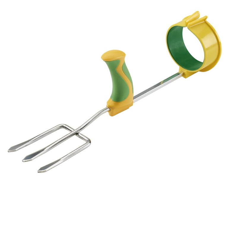 E. Easi Gripp yellow and green gardening too with vertical handle and arm cuff